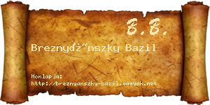 Breznyánszky Bazil névjegykártya